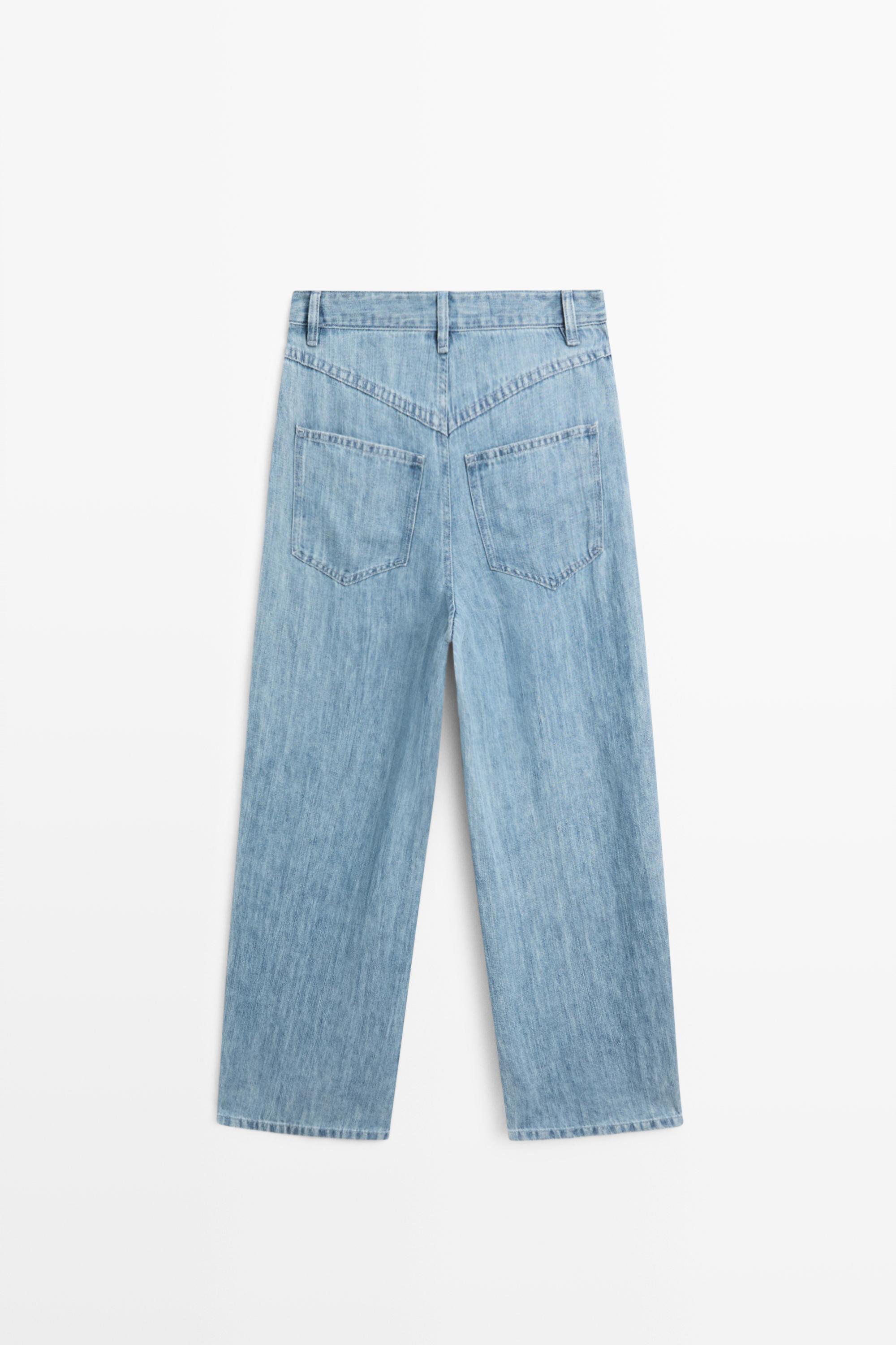 Jean barrel fit taille haute 100 % lin